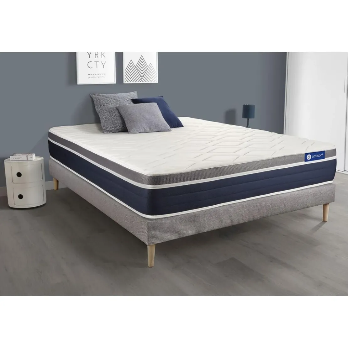 ACTISOMEnsemble ACTIFLEX CONFORT Matelas Ressorts ensaches memoire de forme Maxi epaisseur sommier