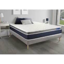 ACTISOMEnsemble ACTILATEX CONFORT Matelas Latex memoire de forme Maxi epaisseur 7 zones de confort sommier KIT gris
