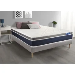 ACTISOMEnsemble ACTIMEMO CONFORT Matelas memoire de forme Maxi epaisseur 7 zones de confort et sommier KIT gris