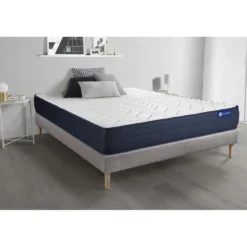 ACTISOMEnsemble matelas ACTILATEX LIFE Latex et Memoire de forme 5 zones de confort et sommier KIT gris