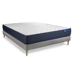ACTISOMEnsemble matelas ACTILATEX LIFE Latex et Memoire de forme 5 zones de confort et sommier KIT gris