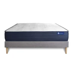ACTISOMEnsemble matelas ACTILATEX LIFE Latex et Memoire de forme 5 zones de confort et sommier KIT gris