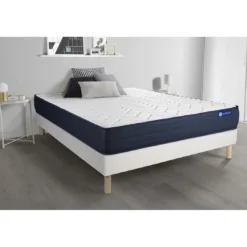 ACTISOMEnsemble matelas ACTILATEX LIFE Latex et Memoire de forme 5zones de confort et sommier KIT blanc