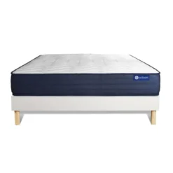 ACTISOMEnsemble matelas ACTILATEX LIFE Latex et Memoire de forme 5zones de confort et sommier KIT blanc