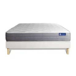 ACTISOMEnsemble matelas ACTIMEMO DREAM memoire de forme 5 zones de confort sommier KIT blanc
