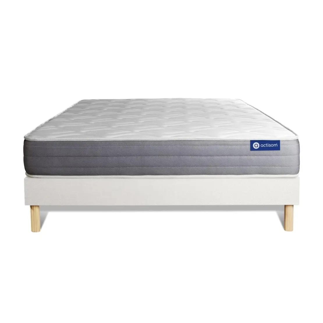 ACTISOMEnsemble matelas ACTIMEMO DREAM memoire de forme 5 zones de confort sommier KIT blanc