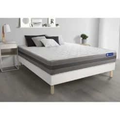 ACTISOMEnsemble matelas ACTILATEX RELAX Latex et memoire de forme Maxi epaisseur 5zones de confort et sommier KIT blanc