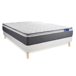 ACTISOMEnsemble matelas ACTILATEX PLUS Latex Memoire de forme Maxi epaisseur 7 zones de confort sommier KIT blanc