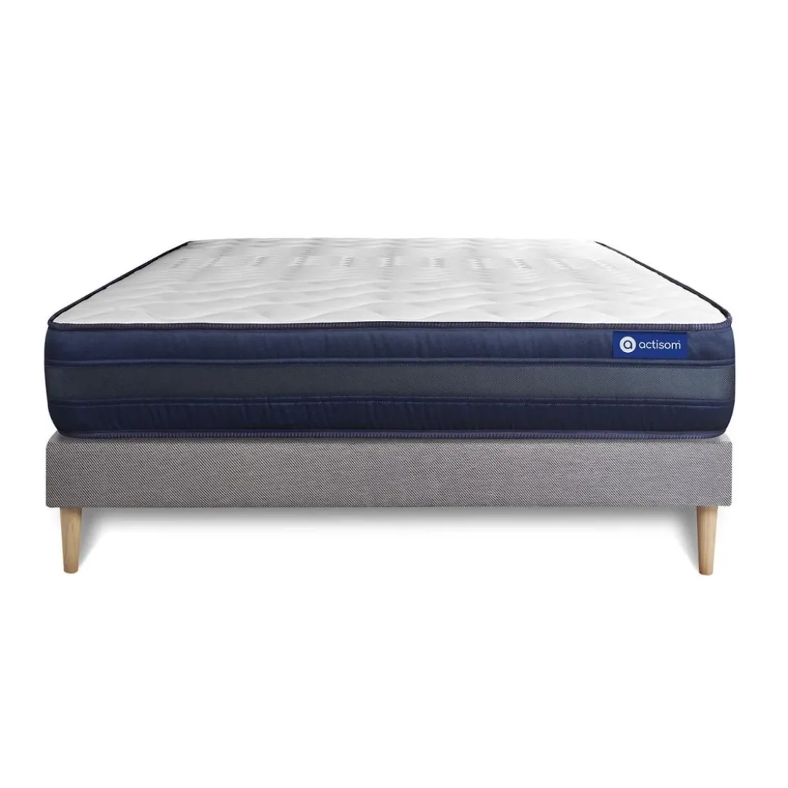 ACTISOMEnsemble matelas ACTILATEX TECH Memoire de forme Maxi epaisseur 5 zones de confort sommier KIT gris
