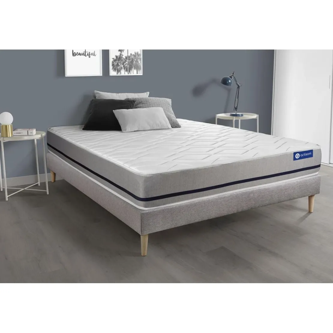 ACTISOMEnsemble matelas ACTIFLEX SOFT 3zones de confort et sommier KIT gris