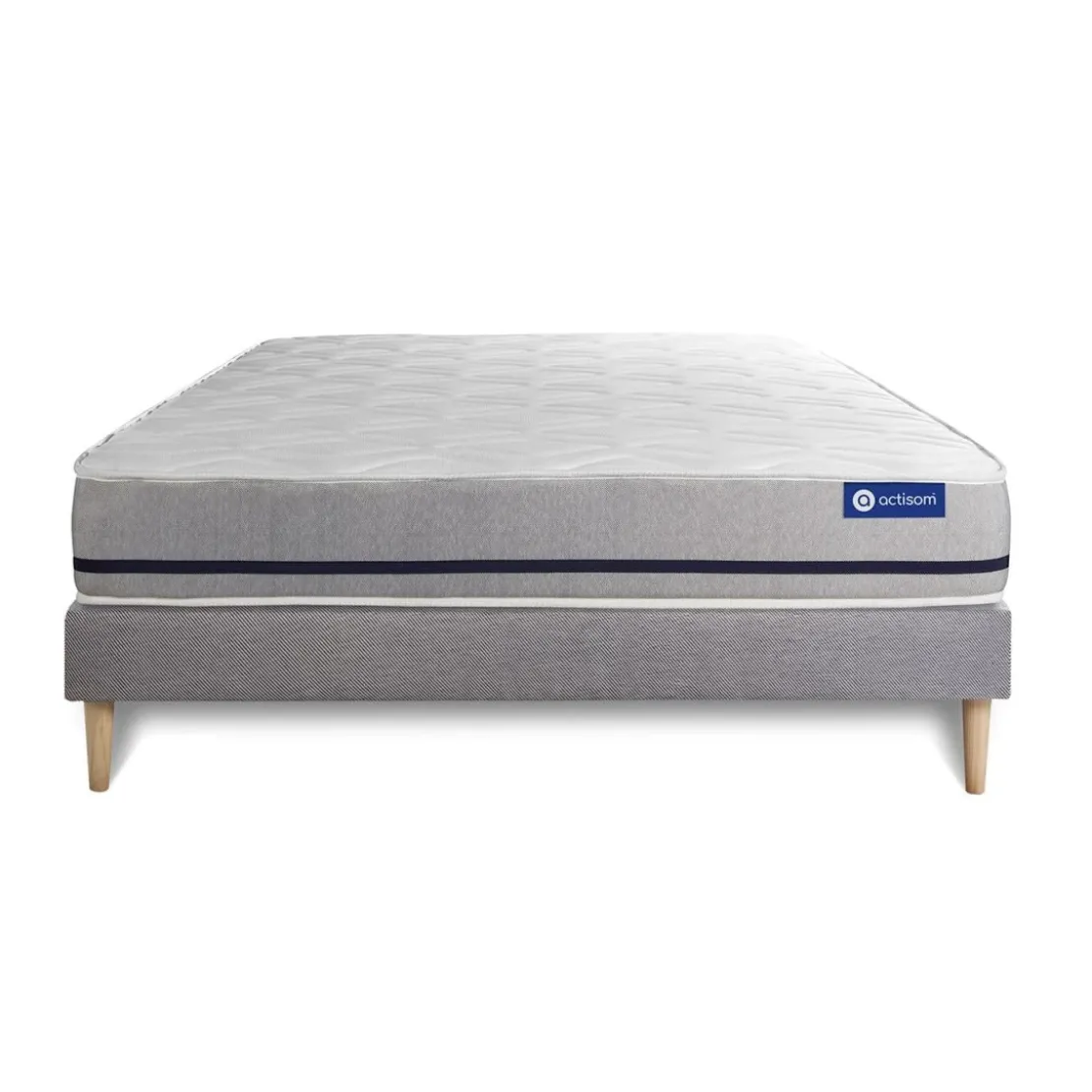ACTISOMEnsemble matelas ACTIFLEX SOFT 3zones de confort et sommier KIT gris