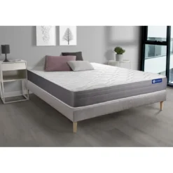 ACTISOMEnsemble matelas ACTIMEMO DREAM memoire de forme 5 zones de confort sommier KIT gris