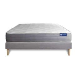 ACTISOMEnsemble matelas ACTIMEMO DREAM memoire de forme 5 zones de confort sommier KIT gris