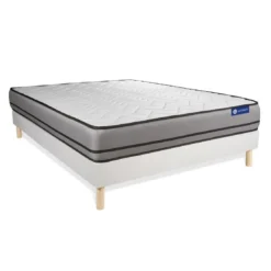 ACTISOMEnsemble matelas ACTILATEX 2 faces a MÉMOIRE DE FORME et LATEX 3zones de confort et sommier KIT blanc