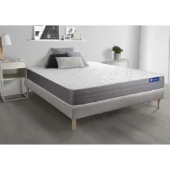 ACTISOMEnsemble matelas ACTILATEX DREAM Latex et memoire de forme 5 zones de confort sommier KIT gris