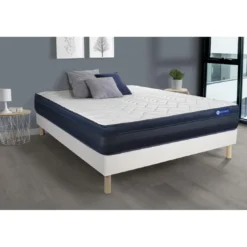 ACTISOMEnsemble matelas ACTIFLEX TECH Memoire de forme Maxi epaisseur 5 zones de confort sommier KIT blanc