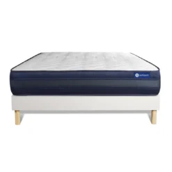 ACTISOMEnsemble matelas ACTIFLEX TECH Memoire de forme Maxi epaisseur 5 zones de confort sommier KIT blanc