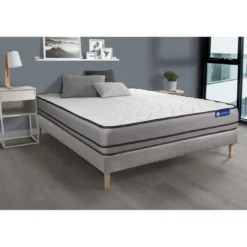 ACTISOMEnsemble matelas ACTIFLEX NIGHT RESSORTS ENSACHES 3 zones de confort sommier KIT gris