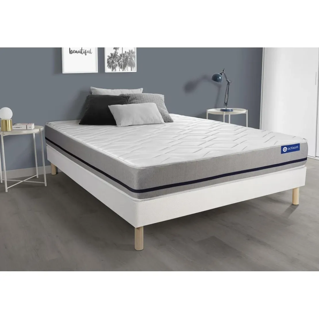 ACTISOMEnsemble matelas ACTIFLEX SOFT 3 zones de confort sommier KIT blanc
