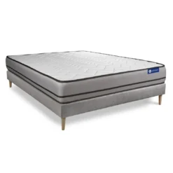ACTISOMEnsemble matelas ACTILATEX 2 faces a MÉMOIRE DE FORME LATEX 3zones de confort sommier KIT gris