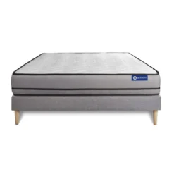 ACTISOMEnsemble matelas ACTILATEX 2 faces a MÉMOIRE DE FORME LATEX 3zones de confort sommier KIT gris