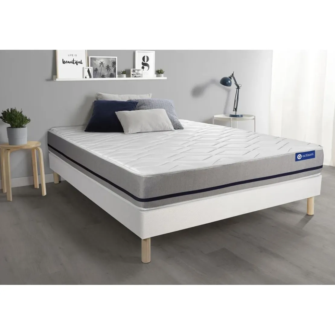 ACTISOMEnsemble matelas ACTIMEMO SOFT 3 zones de confort sommier KIT blanc