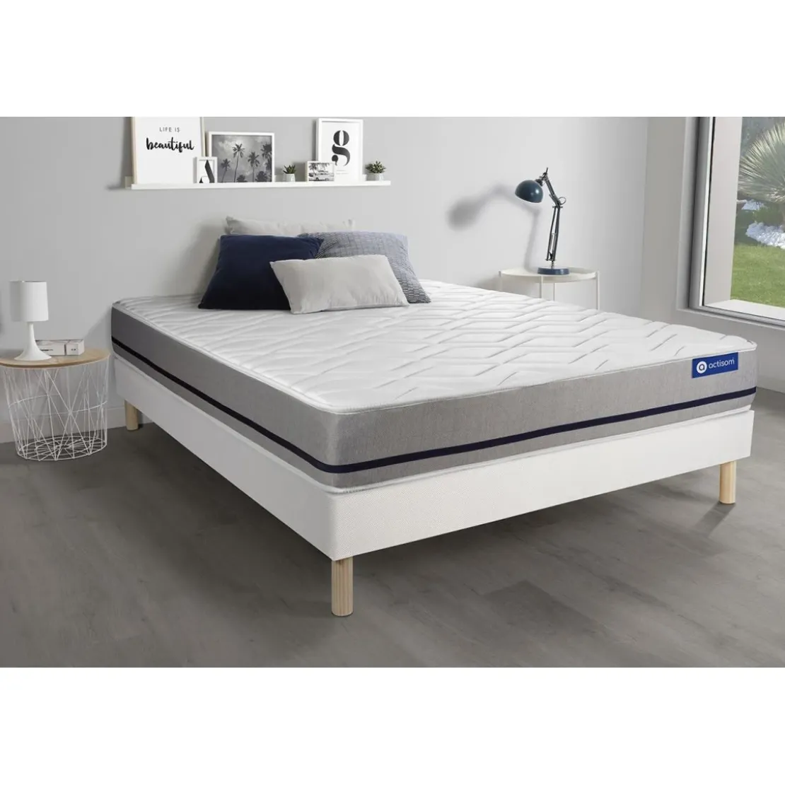 ACTISOMEnsemble matelasACTILATEX SOFT 3 zones de confort sommier KIT blanc