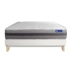 ACTISOMEnsemble matelas ACTIFLEX RELAX Ressorts ensaches memoire de forme Maxi epaisseur 5zones confort sommier KIT blanc