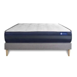 ACTISOMEnsemble matelas ACTIFLEX TECH Memoire de forme Maxi epaisseur 5 zones de confort sommier KIT gris
