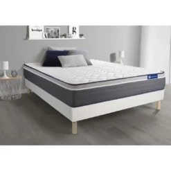ACTISOMEnsemble matelas ACTIMEMO PLUS Memoire de forme Maxi epaisseur 7zones de confort avec sommier KIT blanc