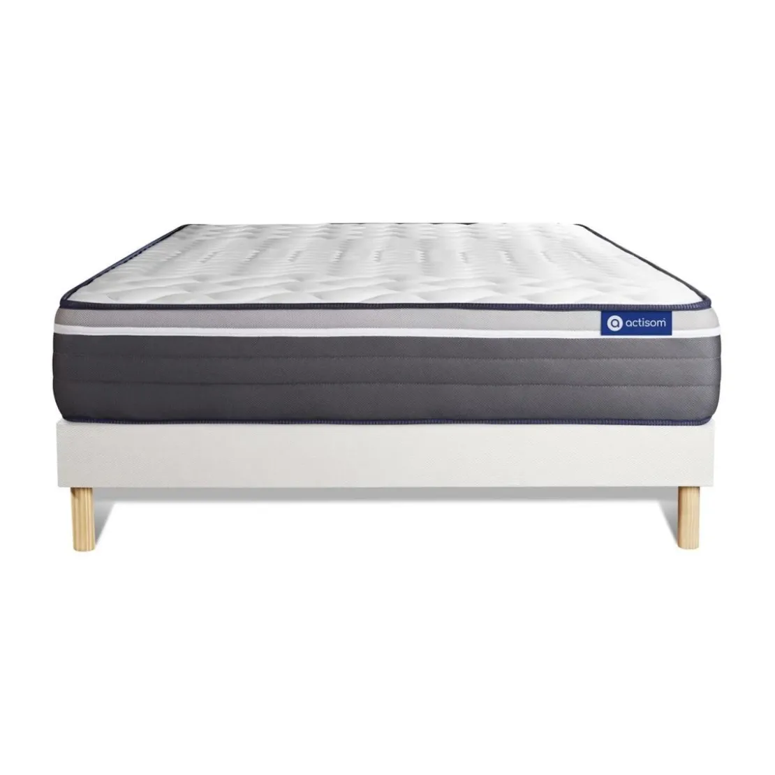 ACTISOMEnsemble matelas ACTIMEMO PLUS Memoire de forme Maxi epaisseur 7zones de confort avec sommier KIT blanc