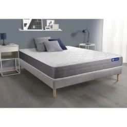 ACTISOMEnsemble matelas ACTIFLEX DREAM Ressorts ensaches et memoire de forme 5 zones de confort sommier KIT gris