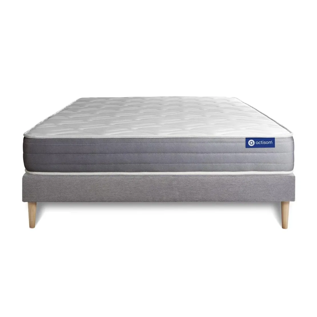 ACTISOMEnsemble matelas ACTIFLEX DREAM Ressorts ensaches et memoire de forme 5 zones de confort sommier KIT gris