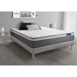 ACTISOMEnsemble matelas ACTIMEMO PLUS Memoire de forme Maxi epaisseur 7 zones de confort sommier KIT gris
