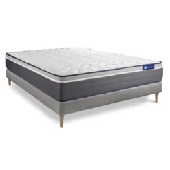 ACTISOMEnsemble matelas ACTIMEMO PLUS Memoire de forme Maxi epaisseur 7 zones de confort sommier KIT gris
