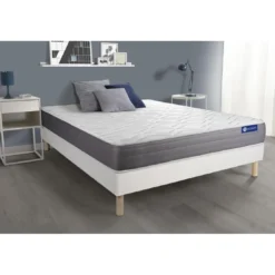 ACTISOMEnsemble matelas ACTIFLEX DREAM Ressorts ensaches et memoire de forme 5 zones de confort sommier KIT blanc