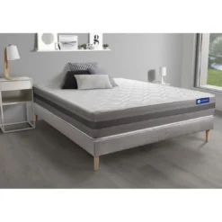 ACTISOMEnsemble matelas ACTIMEMO RELAX memoire de forme Maxi epaisseur 5 zones de confort sommier KIT gris