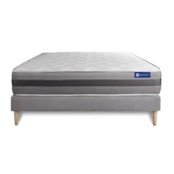 ACTISOMEnsemble matelas ACTIMEMO RELAX memoire de forme Maxi epaisseur 5 zones de confort sommier KIT gris