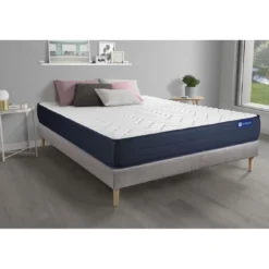 ACTISOMEnsemble matelas ACTIMEMO LIFE Memoire de forme 5 zones de confort sommier KIT gris