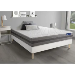 ACTISOMEnsemble matelas ACTIMEMO RELAX memoire de forme Maxi epaisseur 5 zones de confort sommier KIT blanc