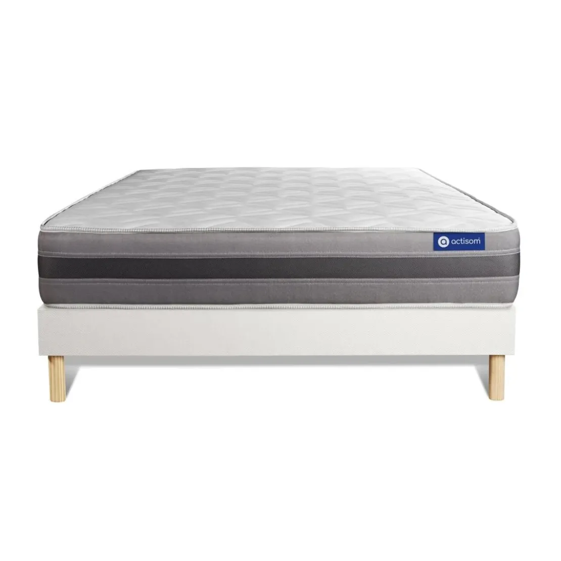 ACTISOMEnsemble matelas ACTIMEMO RELAX memoire de forme Maxi epaisseur 5 zones de confort sommier KIT blanc