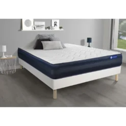 ACTISOMEnsemble matelas ACTIMEMO TECH Memoire de forme Maxi epaisseur 5 zones de confort sommier KIT blanc