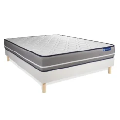 ACTISOMEnsemble matelas a memoire ACTIMEMO PUR 3zones de confort sommier KIT blanc