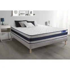 ACTISOMEnsemble matelas Latex et Memoire de forme Maxi epaisseur 5 zones de confort et sommier KIT gris