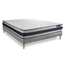 ACTISOMEnsemble matelas Latex et Memoire de forme Maxi epaisseur 5 zones de confort et sommier KIT gris