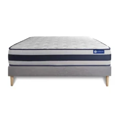 ACTISOMEnsemble matelas Latex et Memoire de forme Maxi epaisseur 5 zones de confort et sommier KIT gris