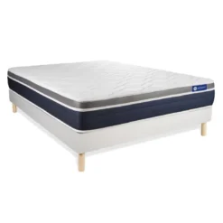 ACTISOMEnsemble Matelas Latex memoire de forme Maxi epaisseur 7 zones de confort sommier KIT blanc