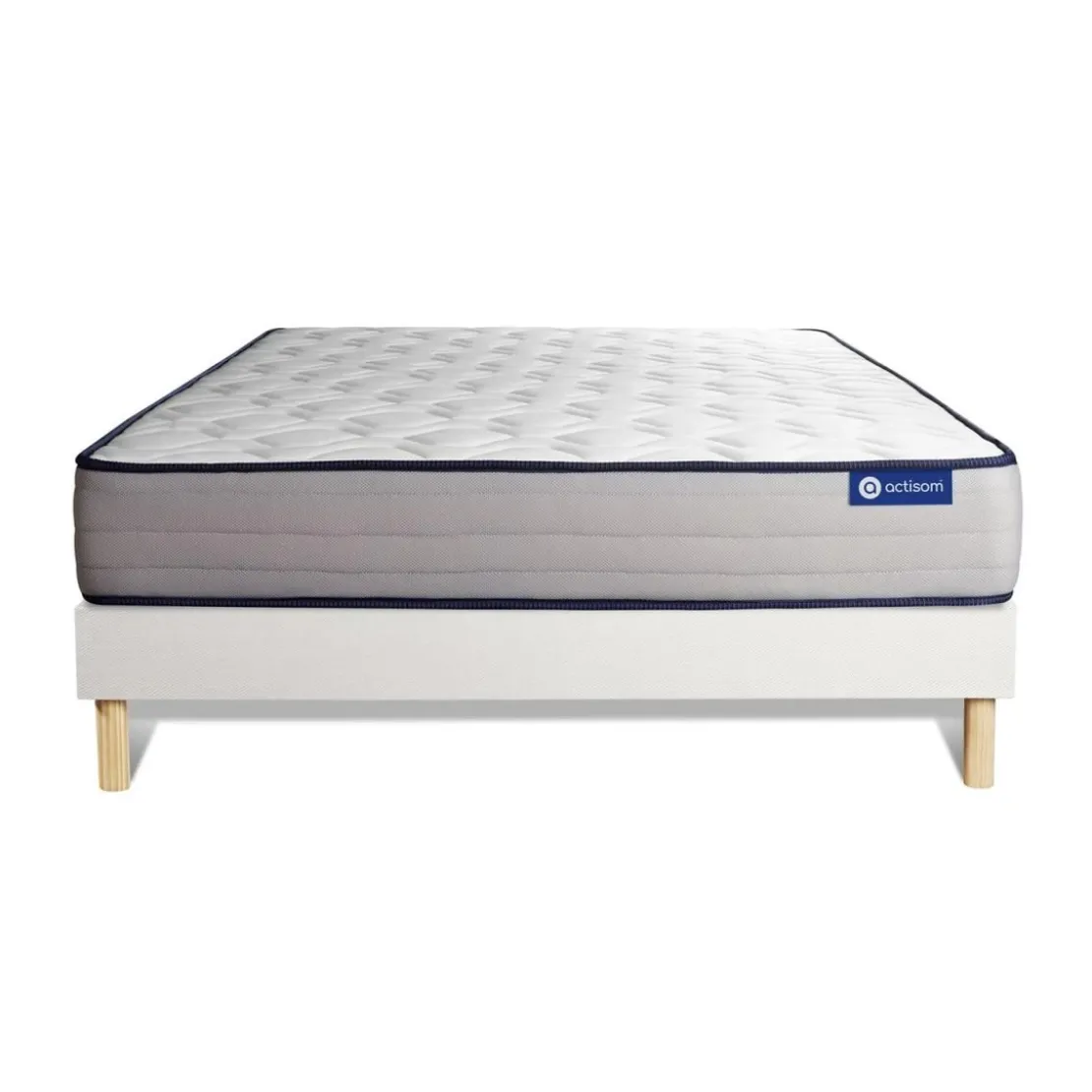 ACTISOMEnsemble matelas Latex et Memoire de forme ACTILATEX FORM 5 zones de confort sommier KIT blanc