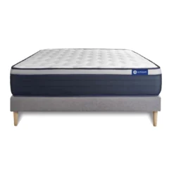 ACTISOMEnsemble matelas Latex Memoire de forme ACTILATEX MAX Maxi épaisseur 7zones de confort et sommier KIT gris
