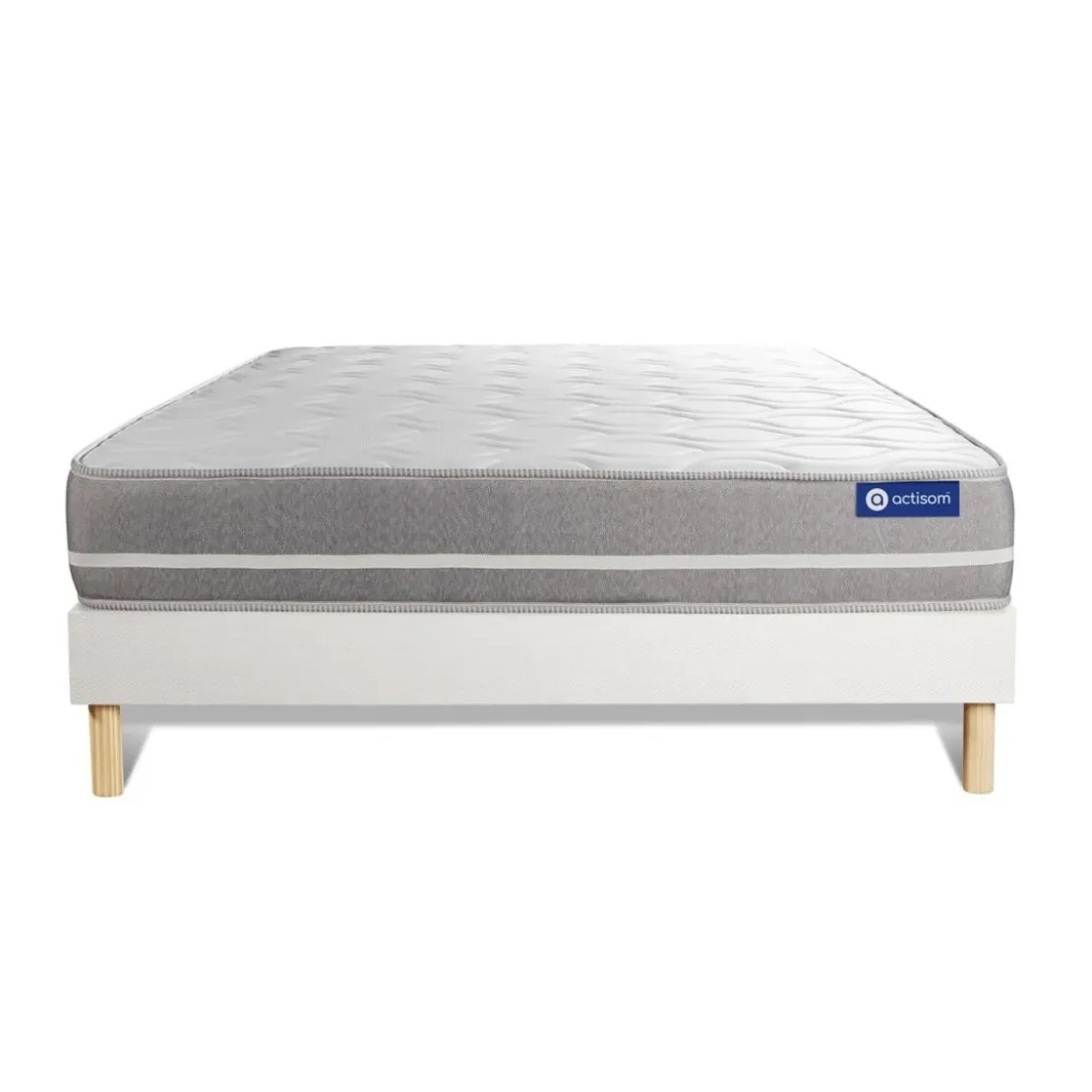 ACTISOMEnsemble matelas Latex memoire de forme ACTILATEX TOUCH 3 zones de confort sommier KIT blanc